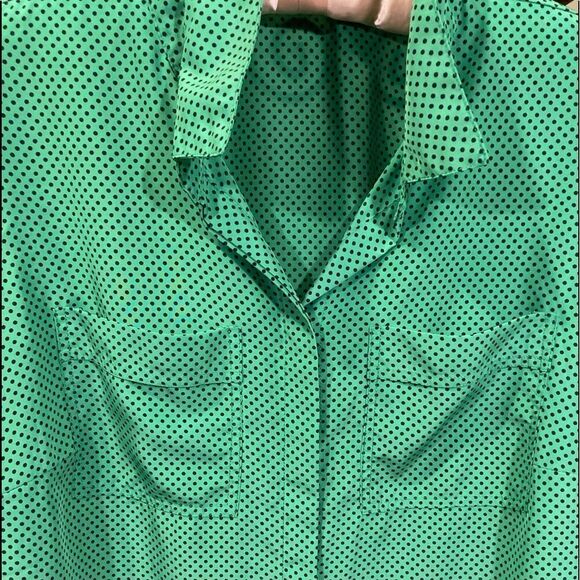 Liz Claiborne Green and Black Polka Dot Button Down Shirt - Picture 10 of 11